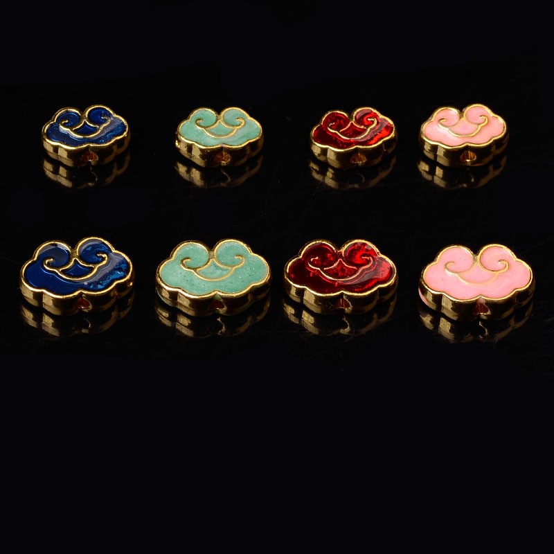 1 phiến charm tráng men treo xỏ đúc họa tiết mây nguyên liệu làm trâm, làm trang sức