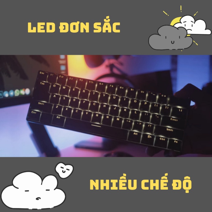 Bàn Phím Cơ Gaming Mini GK68 Phím Bluetooth & BAJEAL có dây không bluetooth Chính hãng