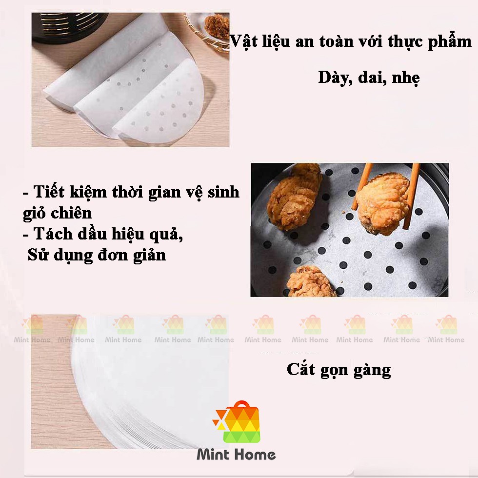 Giấy nến đục lỗ tròn chống dính lót cho nồi chiên không dầu, khuôn làm bánh, lò nướng thịt thay thế giấy bạc | BigBuy360 - bigbuy360.vn