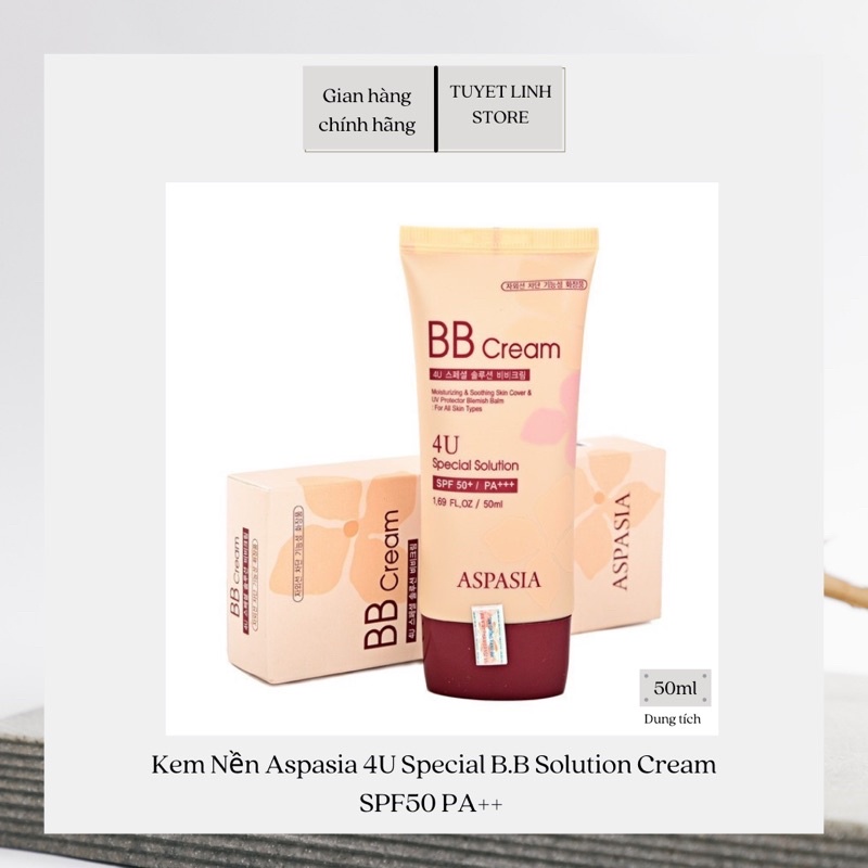 Kem Nền Che Khuyết Điểm Chống Nắng Hiệu Quả Aspasia 4U Special B.B Solution Cream 50ml (100% From Korea)