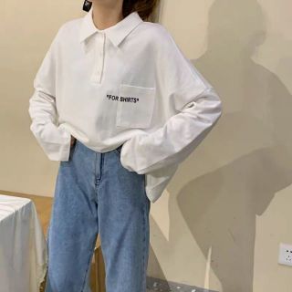 (sẵn đen) áo polo tay dài form rộng kèm hình thật