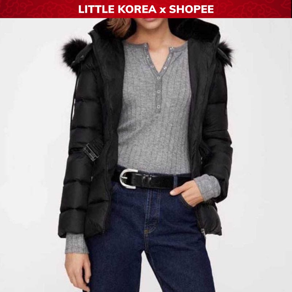 Áo Phao Nữ Có Mũ, Áo Khoác Phao Nữ Thắt Eo Z - LITTLE KOREA