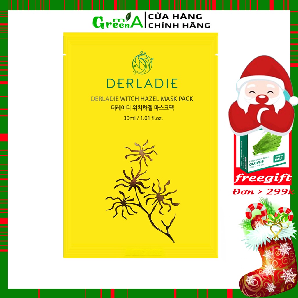 Mặt Nạ Phỉ Derladie [MIẾNG LẺ] Derladie Witch Hazel Mask 30ml Kiểm Soát Dầu Thừa, Ngăn Ngừa Giảm Mụn, Làm Dịu Mụn