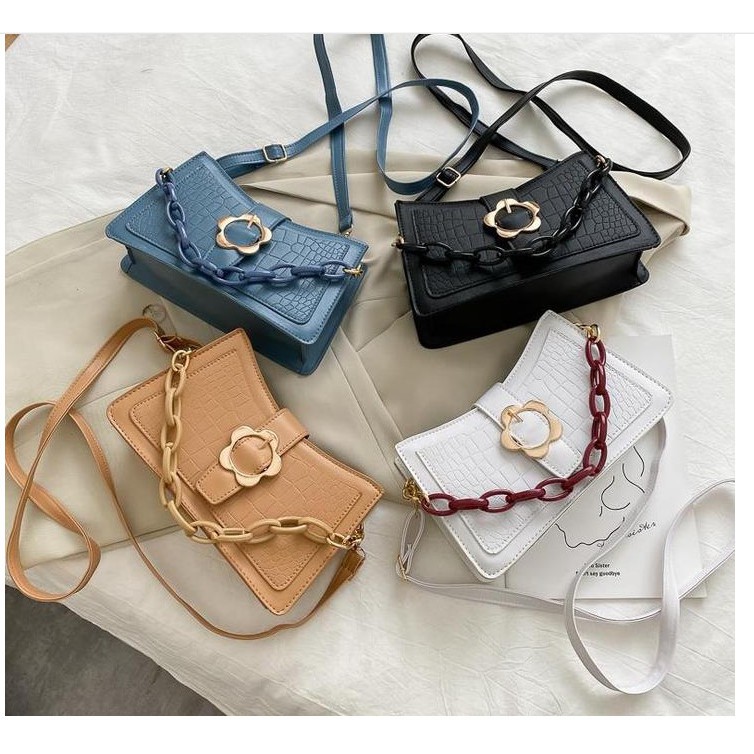 Túi kẹp nách vân cá sấu khóa bấm tròn trẻ trung HANAMA 865