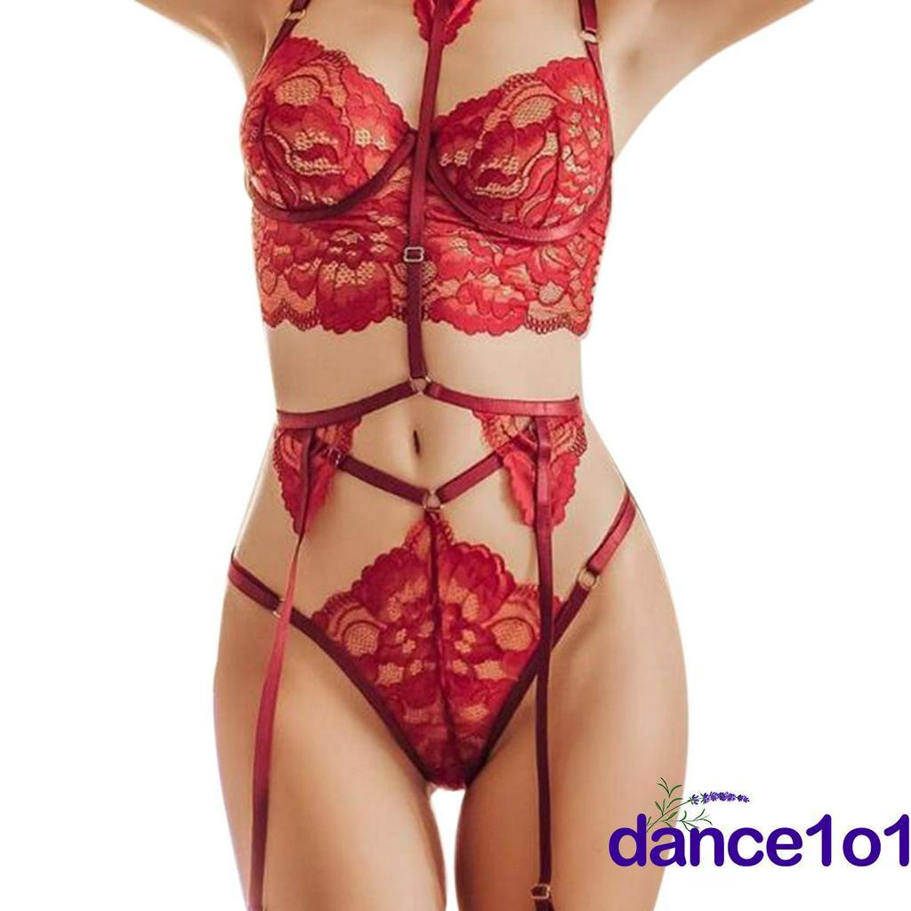 Set Đồ Lót Ren 3 Món Quyến Rũ Cho Nữ