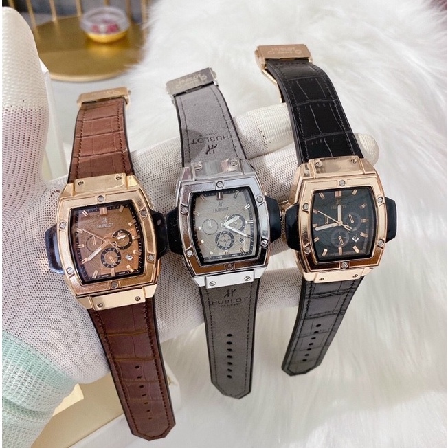 Đồng hồ nam Hublot Senna Champion 88, mẫu mặt chữ nhật, chạy full kim, dây da lộn cao cấp LINH WATCH LUXURY