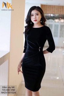 Đầm nhung ôm xoắn eo thời trang