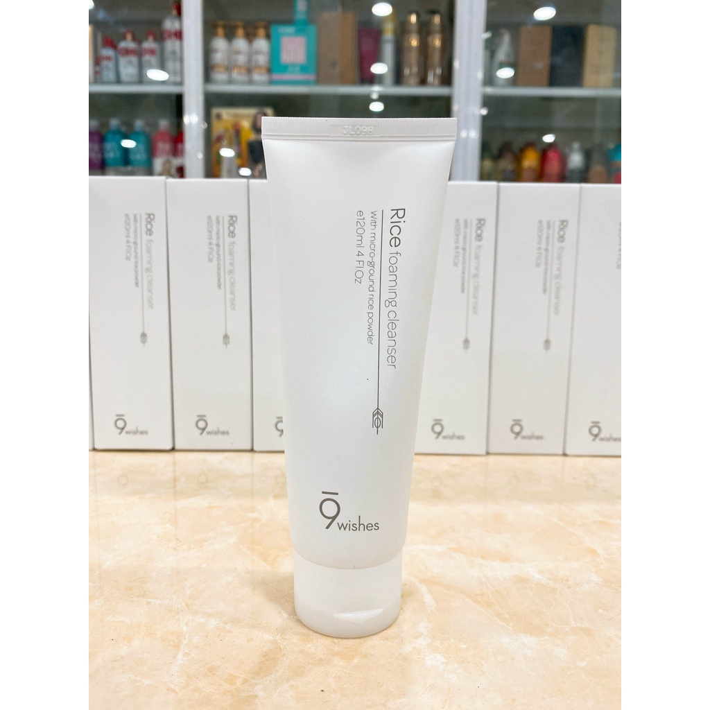 Sữa Rửa Mặt Chiết Xuất Gạo Dưỡng Trắng Da 9 Wishes Rice Foaming Cleanser Hàn Quốc 120ml