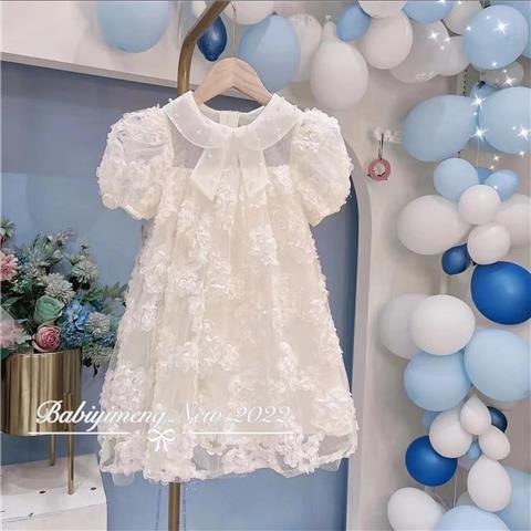 Đầm Công Chúa Tay Ngắn In Hoa Màu Trơn Thời Trang Mùa Hè Cho Bé Gái