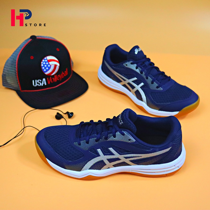 Giày Asics Upcourt 5 Xanh - Giày Chuyên Bóng Chuyền, Cầu Lông, Tennis bật nhảy êm, giảm sốc, thoáng khí, độ bền cao