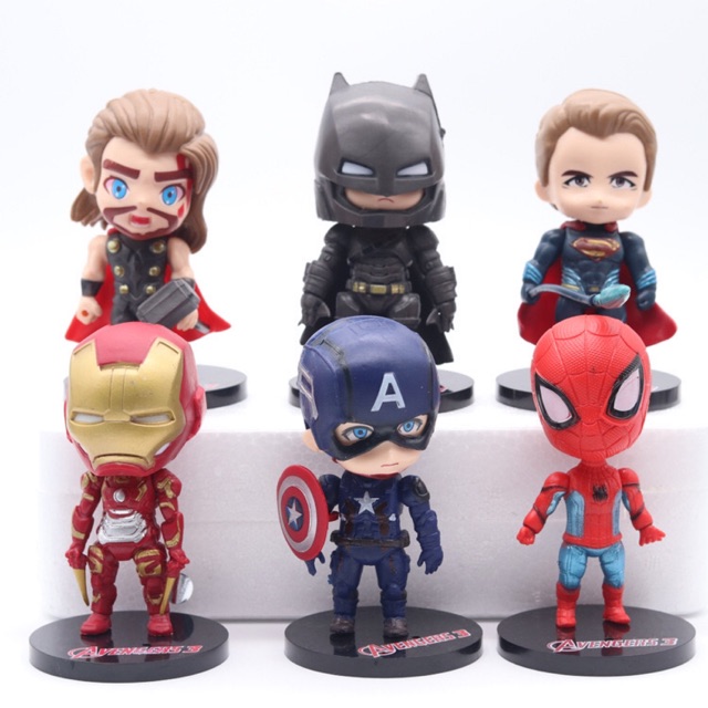 Bộ mô hình 6 siêu anh hùng Marvel Avengers trang trí