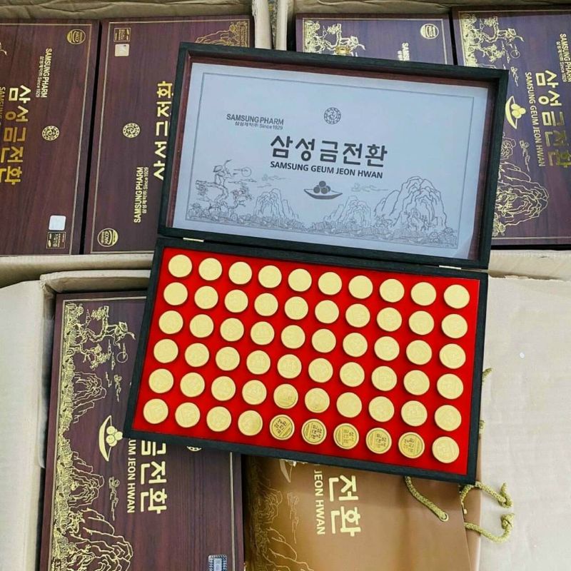 An cung ngưu bỗ não Samsung Geum Jeon Hwan Hàn Quốc hộp gỗ 60 viên