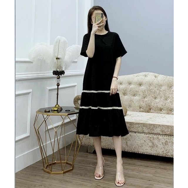 Váy bầu đầm bầu công sở chất cotton (45-75kg)