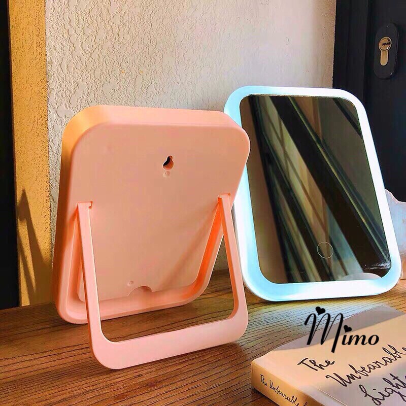 Gương để bàn đèn led 3 màu màn hình cảm ứng siêu nét kích thước 18x13x2cm phong cách Hàn quốc sang chảnh