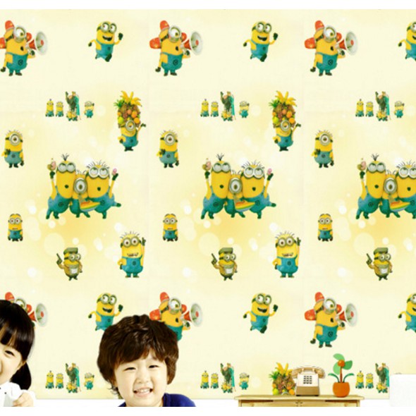 Decal giấy dán tường minion vàng khổ 45cm keo sẵn