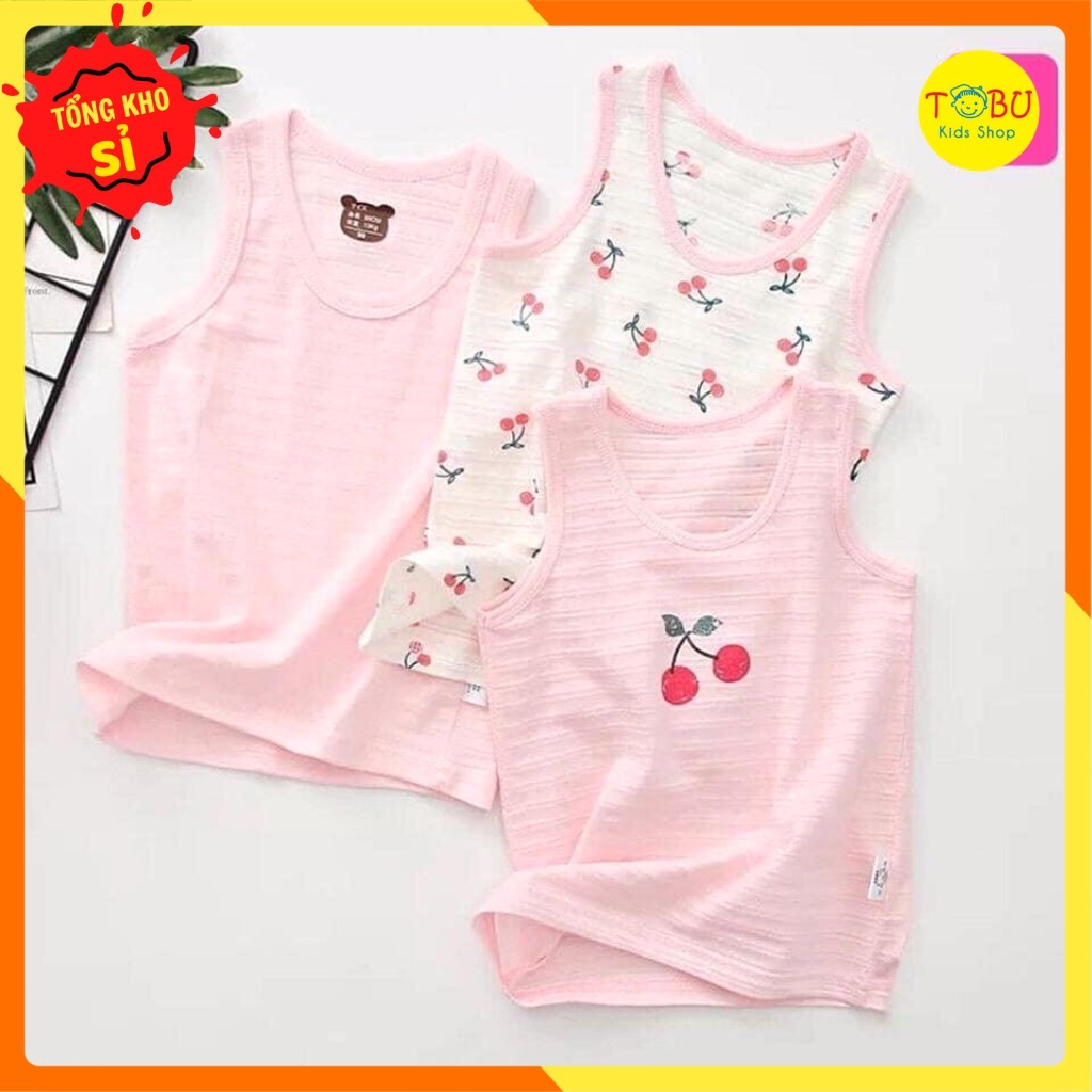 [Mã FASHIONXANH194 giảm 100% đơn 50K] Set 3 áo ba lỗ cotton sợi tre TBKA13 cho bé gái siêu thoáng mát