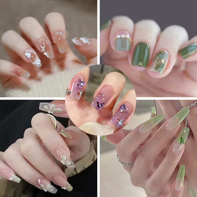 Miếng Dán Trang Trí Móng Tay Hình Nơ Đính Kim Cương Giả Thời Trang