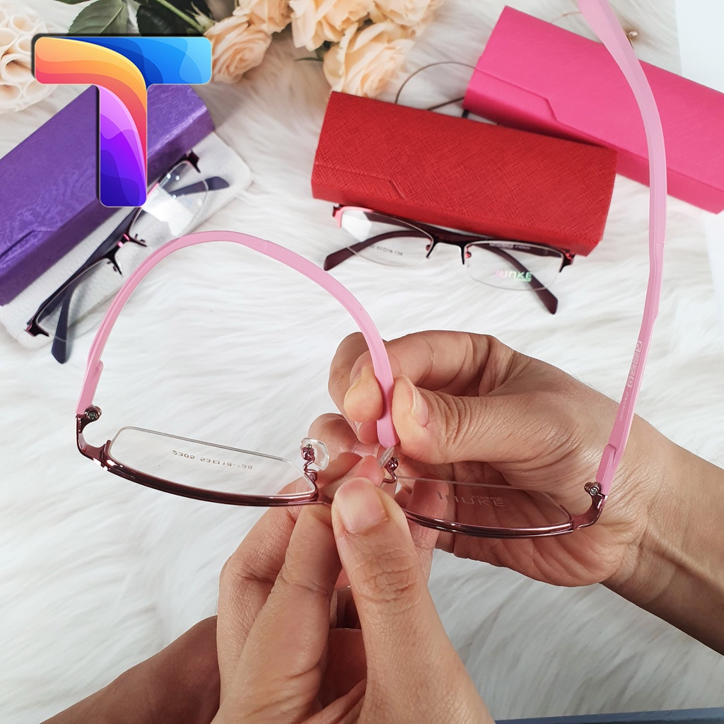 [ Sale xả hàng ] Gọng kính cận nữ kim loại vuông nhỏ 2305