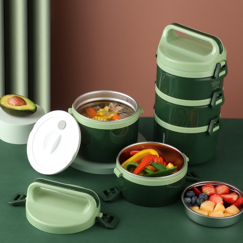 Hộp đựng cơm giữ nhiệt 3 ngăn giữ nóng thực phẩm, hộp cơm văn phòng cặp lồng dung tích 2.9L