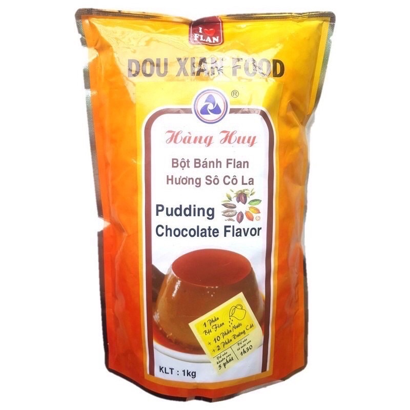 Bột Pudding/ Plan Hàng Huy Túi 1kg (Trứng, Trà Xanh, Socola, Khoai Môn, Dưa Lưới, Dâu, Đào)
