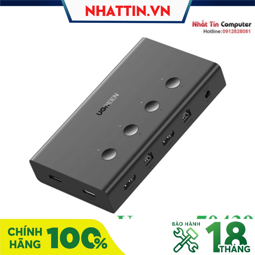 Bộ chuyển tín hiệu 4 CPU dùng 1 màn hình KVM Switch USB, HDMI 4K@60Hz Ugreen 70439 cao cấp - Phân Phối Chính Hãng