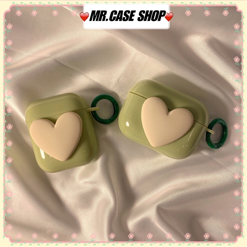 [ CÓ AP 3 ] Case Airpods 1/2 /Pro Vỏ Ốp Tai Nghe Hình Tim Màu Đỏ Sẩm - Mr.Case AirPods