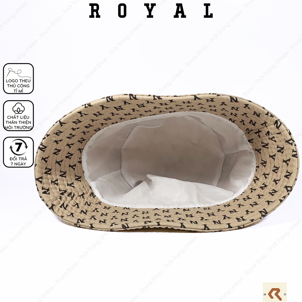 Mũ bucket mlb monogram ny nón bucket new york yankees vải kaki cotton - Royal Shop