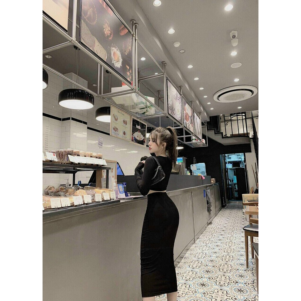 [HOT] SET BODY TAY DÀI TÔN DÁNG 2 màu nude và đen CO GIÃN YL81216