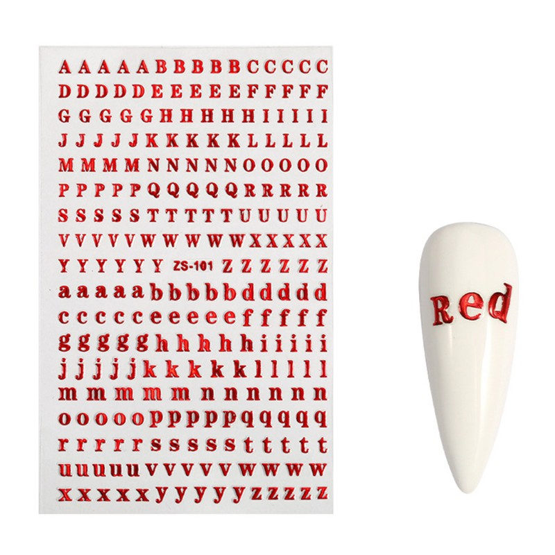 [Hàng mới về] Set 5 tờ sticker hình chữ 3d trang trí móng nghệ thuật lấp lánh