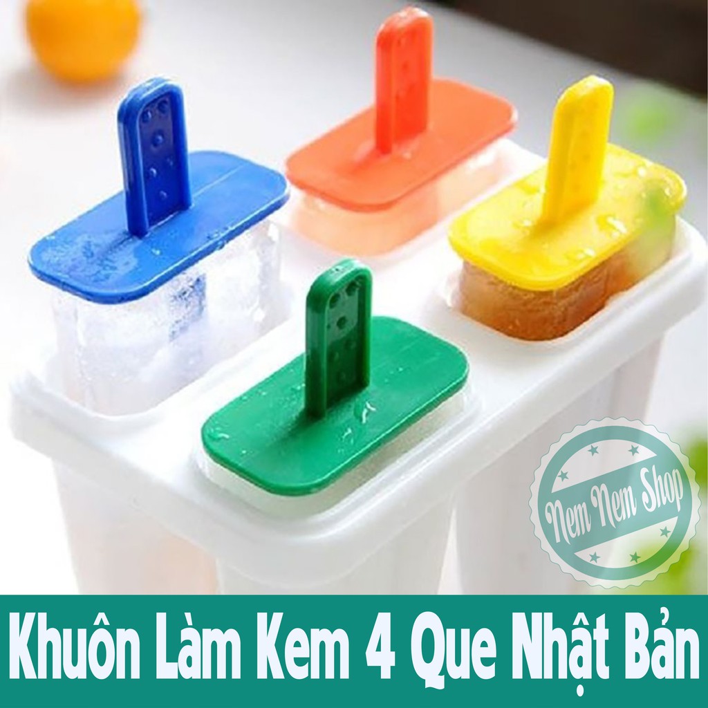 Khuôn Làm Kem 4 Que - Nhập Khẩu trực tiếp từ Nhật Bản, nhựa An Toàn 100% cho Bé