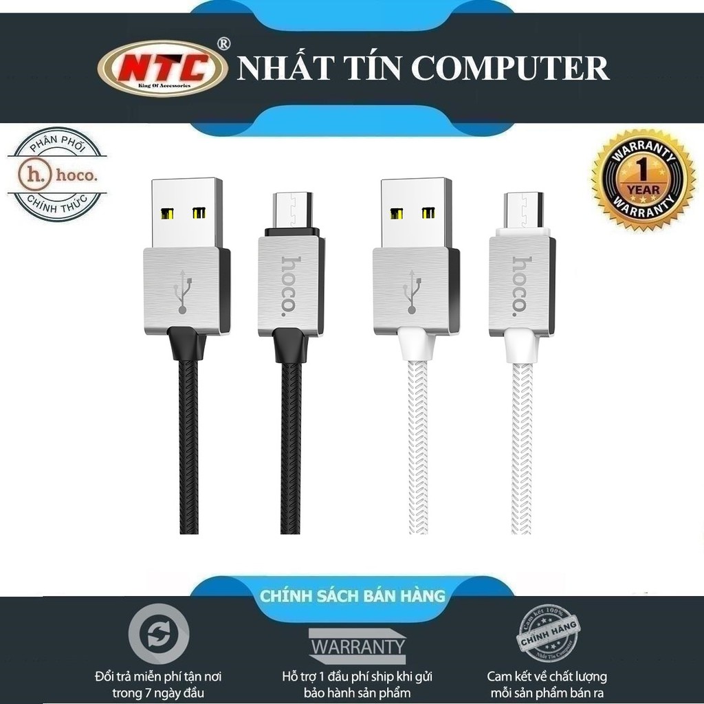 Cáp sạc nhanh và truyền dữ liệu cổng microUSB Hoco U49 Refined steel QC3.0 dài 1.2M Max 2.4A