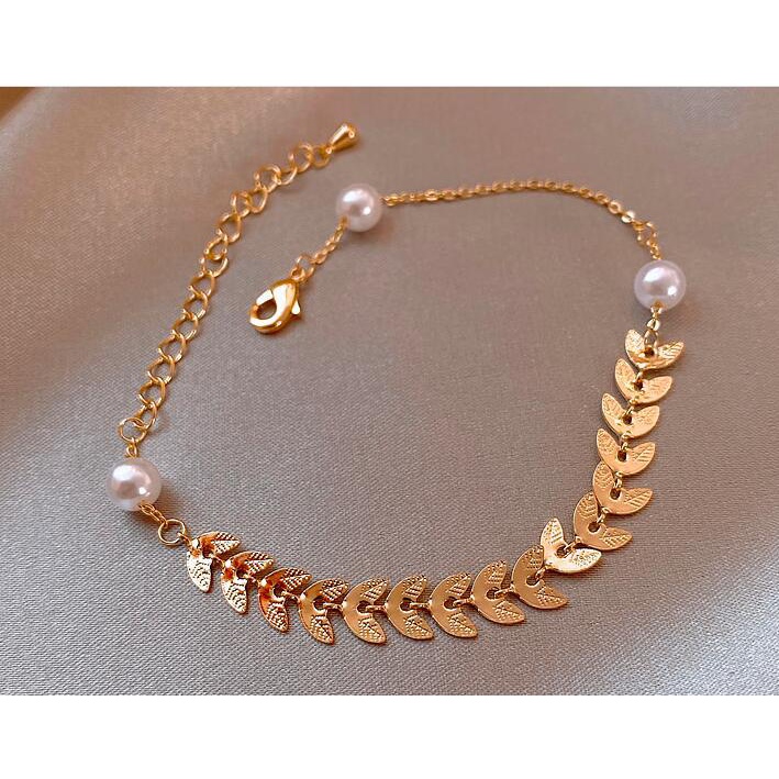 Vòng tay lắc tay nữ titan ngọc lá me H13-104A - CAM KẾT KHÔNG GỈ, KHÔNG BAY MÀU - BẢO HÀNH 12 THÁNG