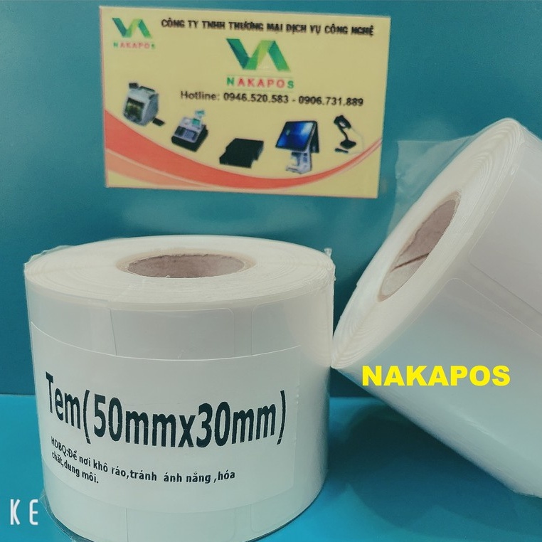 Giây in tem 50x30 - Tem nhiệt in tem nhãn, in mã vạch, in tem phụ 50x30mm - 5x3cm siêu rẻ