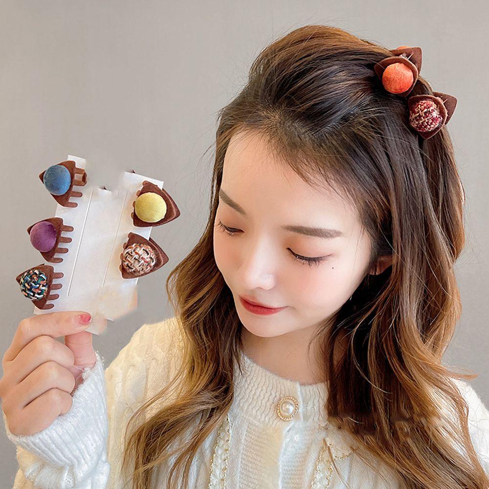 Kẹp Tóc Mini Hình Tai Mèo Bằng Lông Nhung Mềm Mại Phong Cách Hàn Quốc