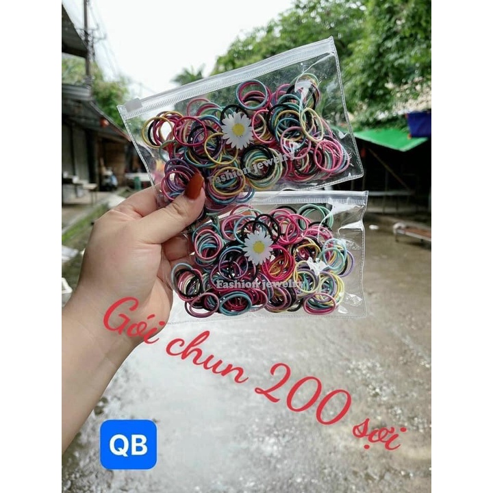 Gói 200 dây chun buộc tóc cho bé túi zip