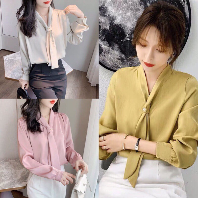 SƠ MI LỤA TRƠN HÀN QUỐC