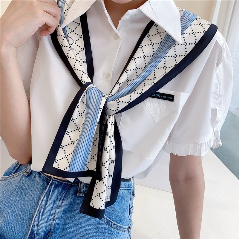 Áo Choàng Cổ Bằng Lụa Lạnh Thắt Nút Bảo Vệ Cổ Chống Nắng Phong Cách Hàn Quốc Thời Trang Xuân Hè Cho Nữ