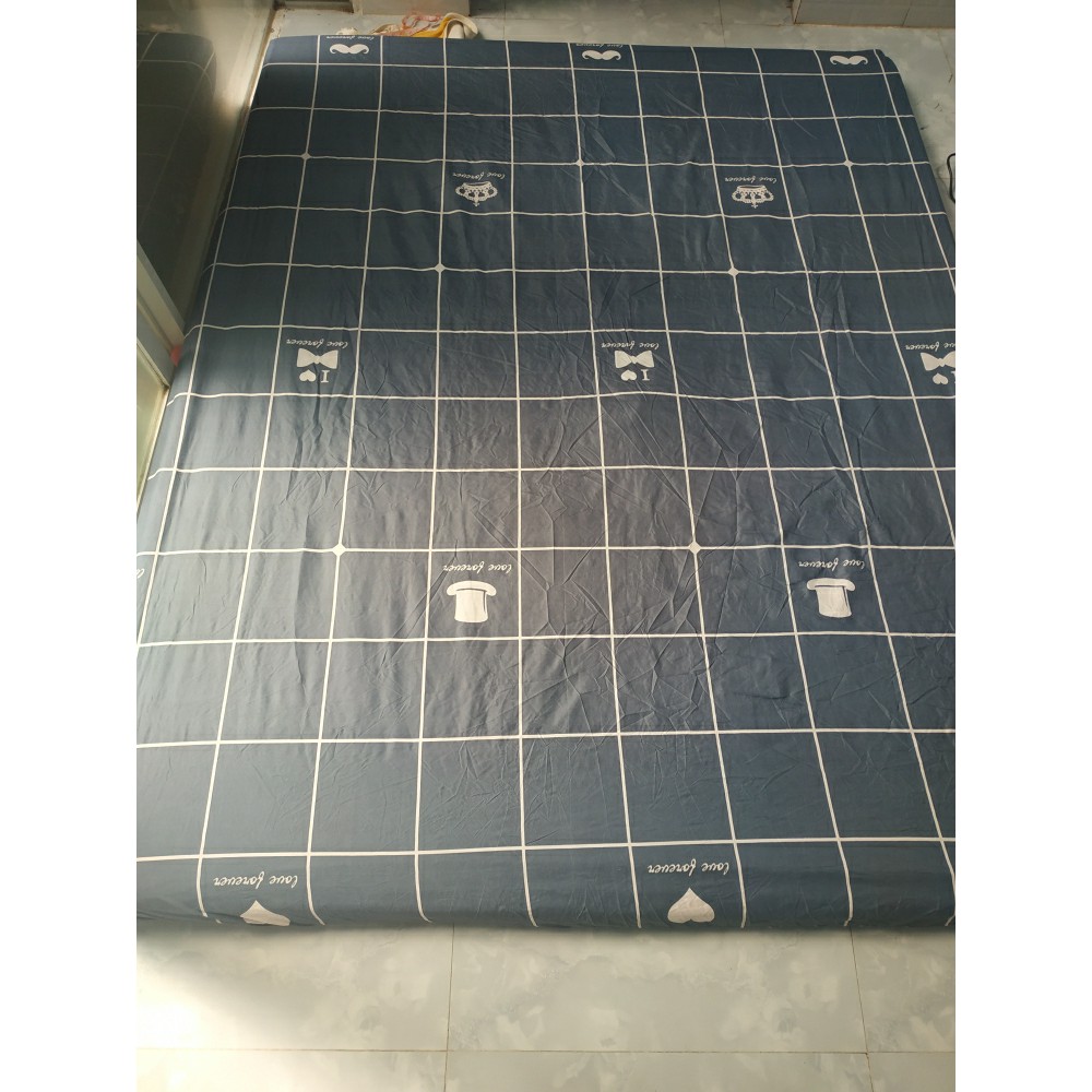 Ga giường 1m6 1m8 caro vương miện sang chảnh cho phòng ngủ của bạn
