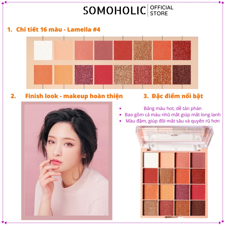 Phấn mắt Lameila 16 ô nội địa trung xinh xắn Tutu Eye Shadow Somoholic BM3