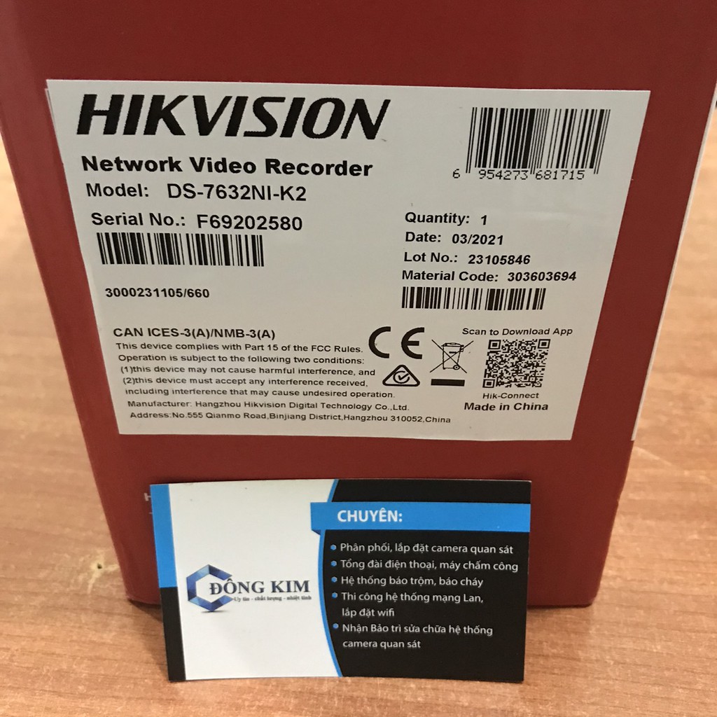 Đầu ghi HIKVISION DS-7632NI-K2 32 kênh chính hãng giá rẻ