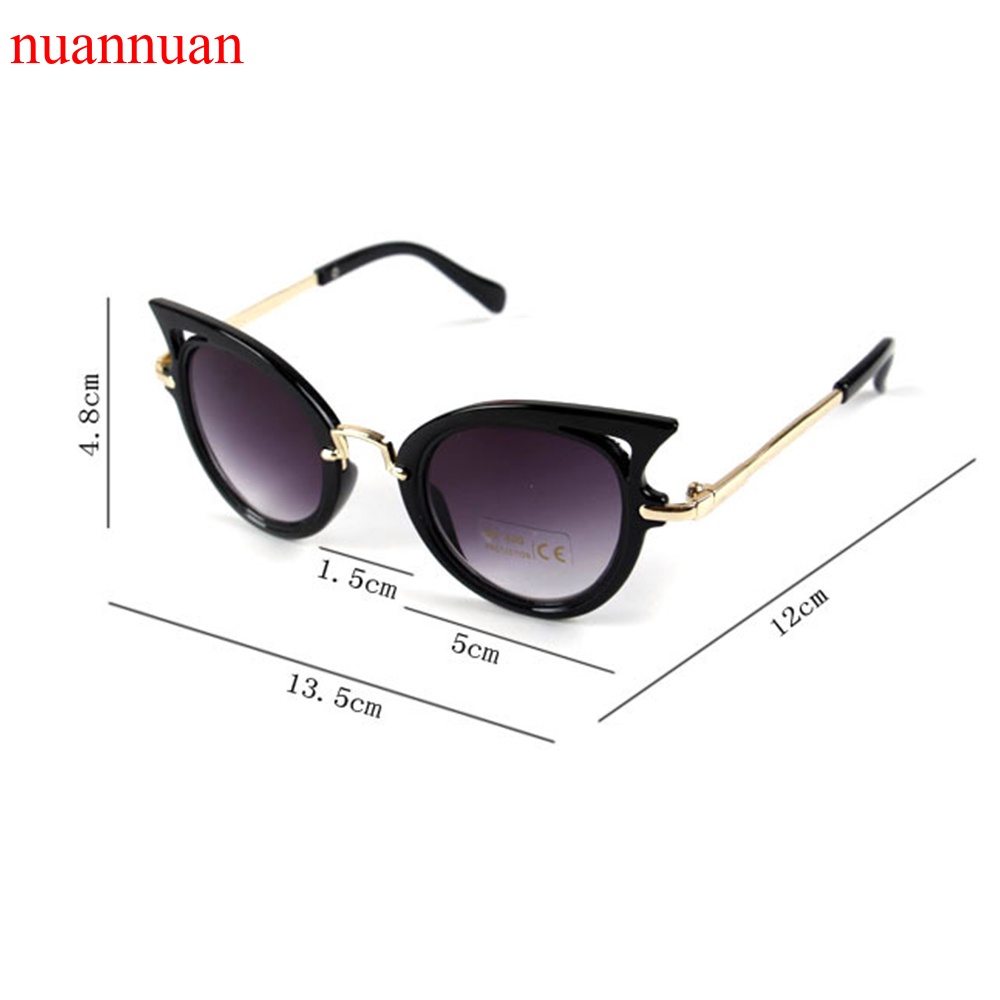 Kính Mát NUANNUAN Gọng Kim Loại Tròng Kính Hình Mèo Retro Cho Bé