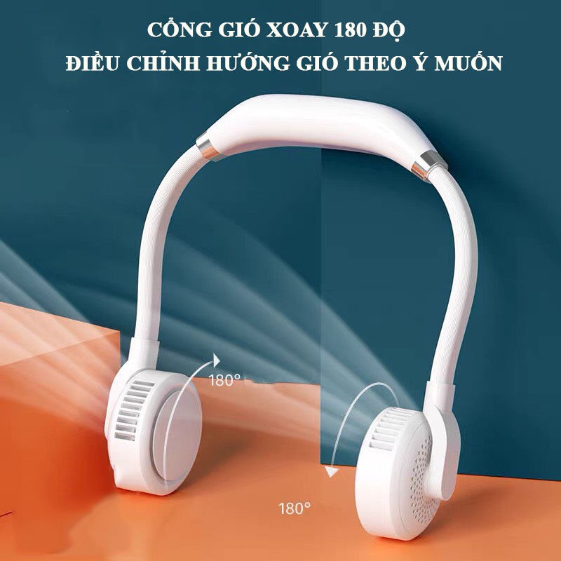 Quạt Không Cánh Tai Tròn ❤️FREESHIP❤️   Xoay 180 Độ - TẬP GYM - CHẠY BỘ - 4000mAh TÍCH ĐIỆN MoMoMart