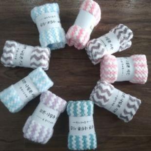 Khăn Lau Mặt Kẻ Hàn Quốc Kích Thước 50x30cm - Khăn Rửa Mặt Lông Cừu Họa Tiết Lượn Sóng