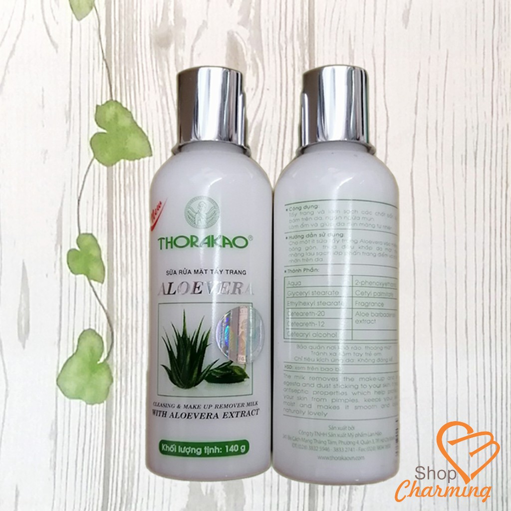 Sữa rửa mặt tẩy trang Alovera Thorakao 140g