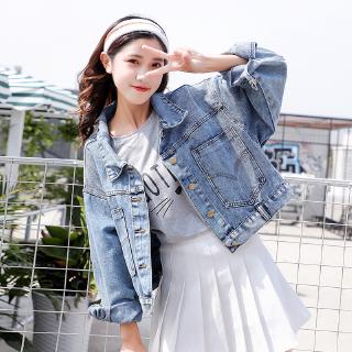Áo khoác bò []dáng ngẵn nữ thời trang cá tính fom rộng dễ mix đồ dài tay ullzang mẫu mới Hàn quốc 2019