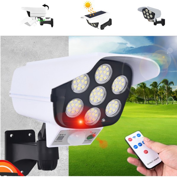 Đèn năng lượng mặt trời cảm ứng tự động BẬT TẮT có điều khiển - Giả camera chống trộm - Bảo hành 3 tháng Lỗi 1 đổi 1