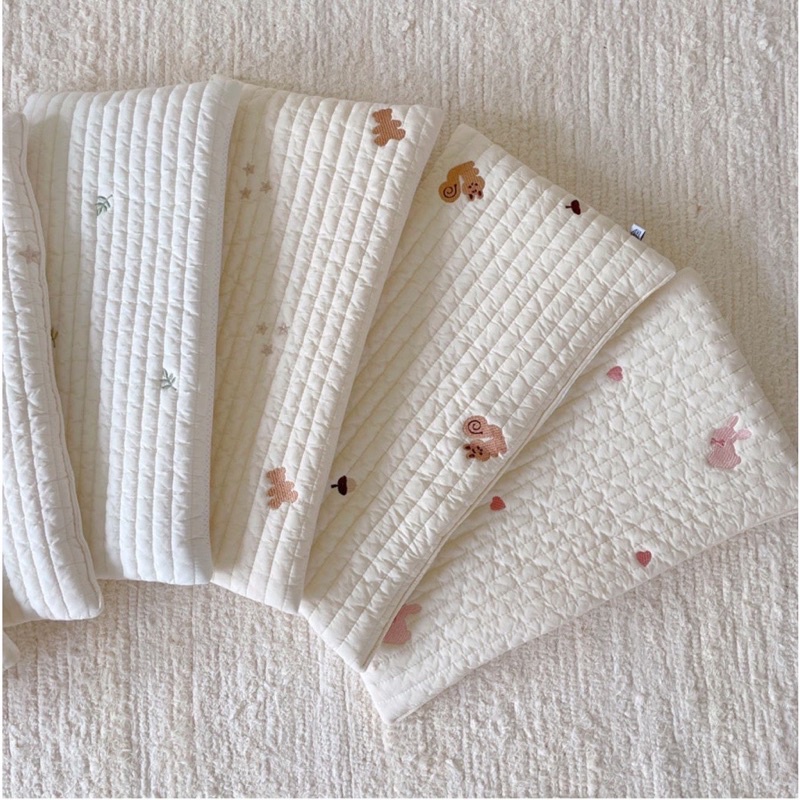 Gối Mỏng Hàn Quốc Chất Liệu Cotton Hình Thêu Thoáng Khí Thấm Hút Mồ Hôi Cho Bé Sơ Sinh 0 đến Hơn Tuổi