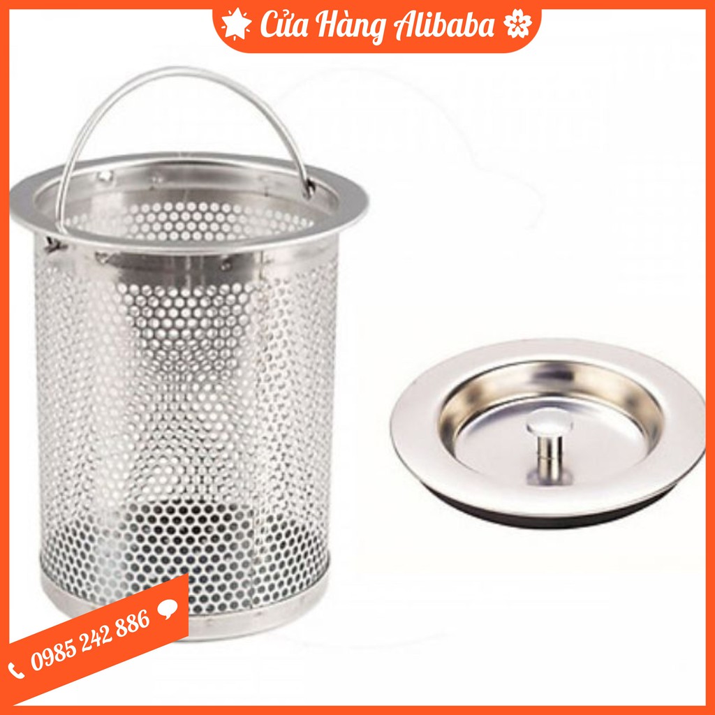 Bộ Giỏ Lọc Rác + Nắp Đậy Bồn Rửa Chén Bằng Inox #175+176