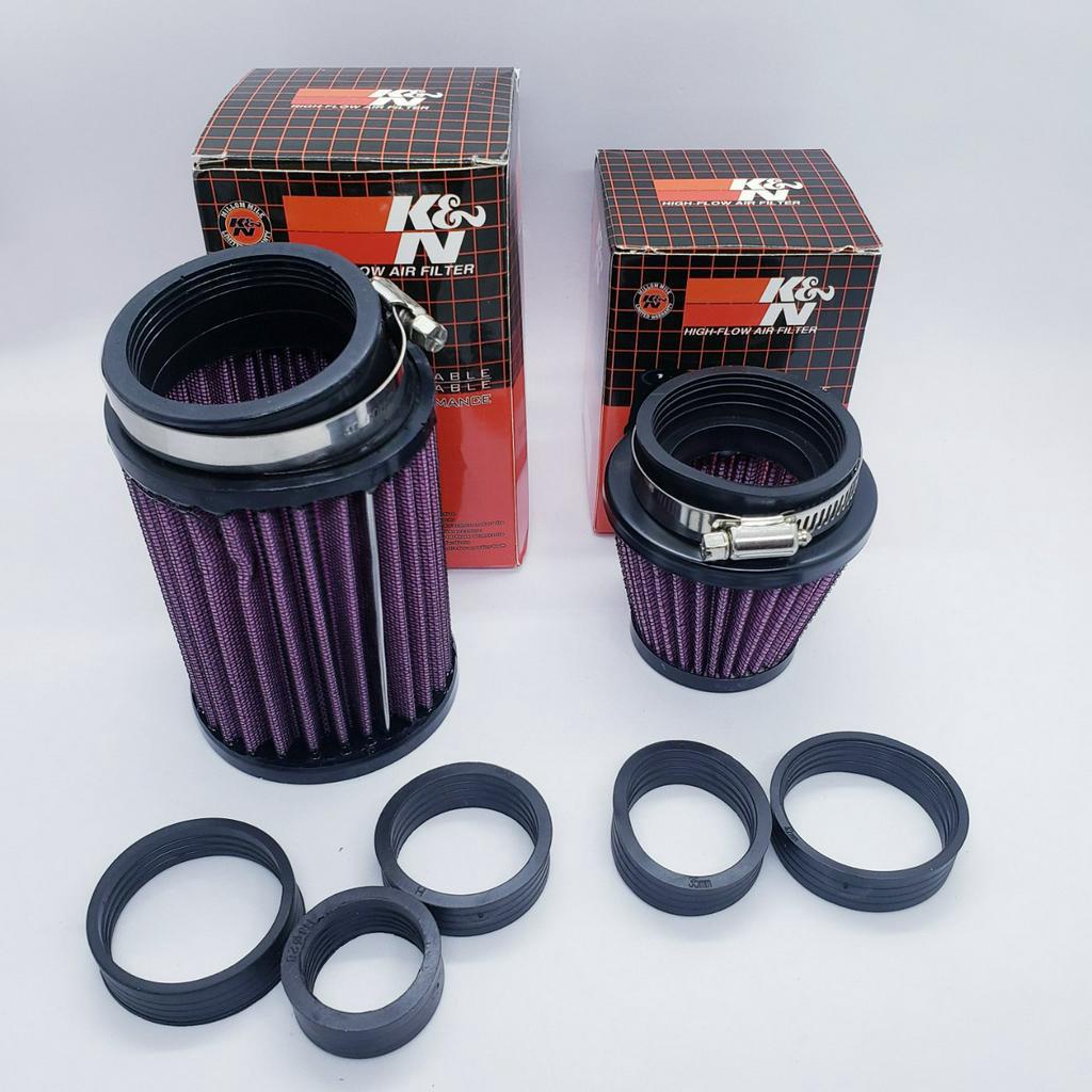 Lọc gió trụ KN 1280 và Pô e bánh ú K&amp;N 1:1 ( tặng 3 đệm cao su )