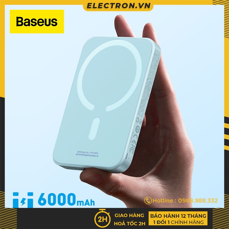 Pin Dự Phòng Không Dây Tích Hợp Nam Châm Baseus Magnetic Wireless Charging Power bank 6000mAh 20W